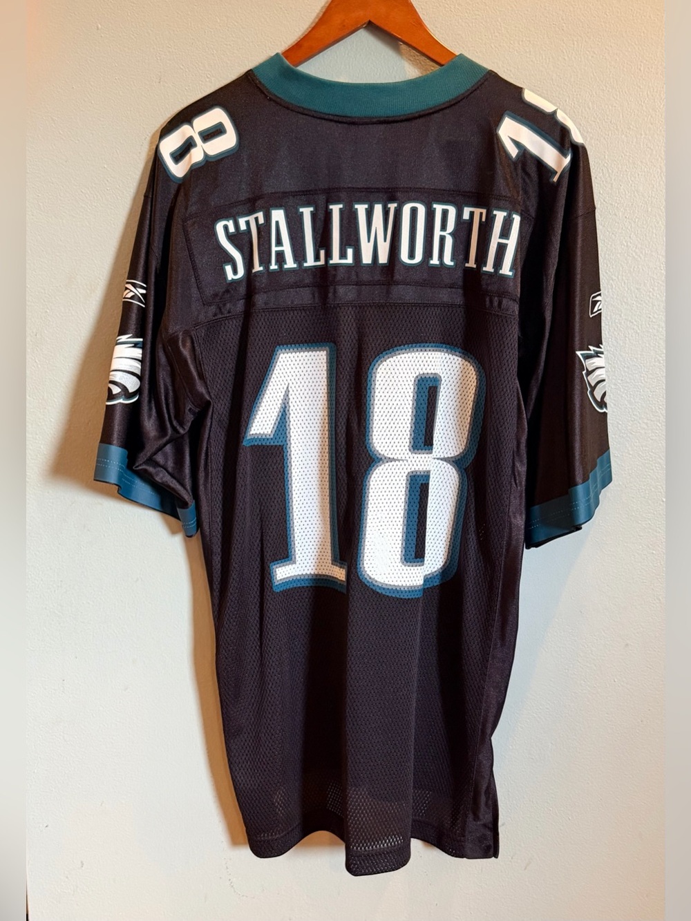 NFL Philadelphia Eagles #18 Donte Stallworth Reebok STITCHED Lettering Jersey
